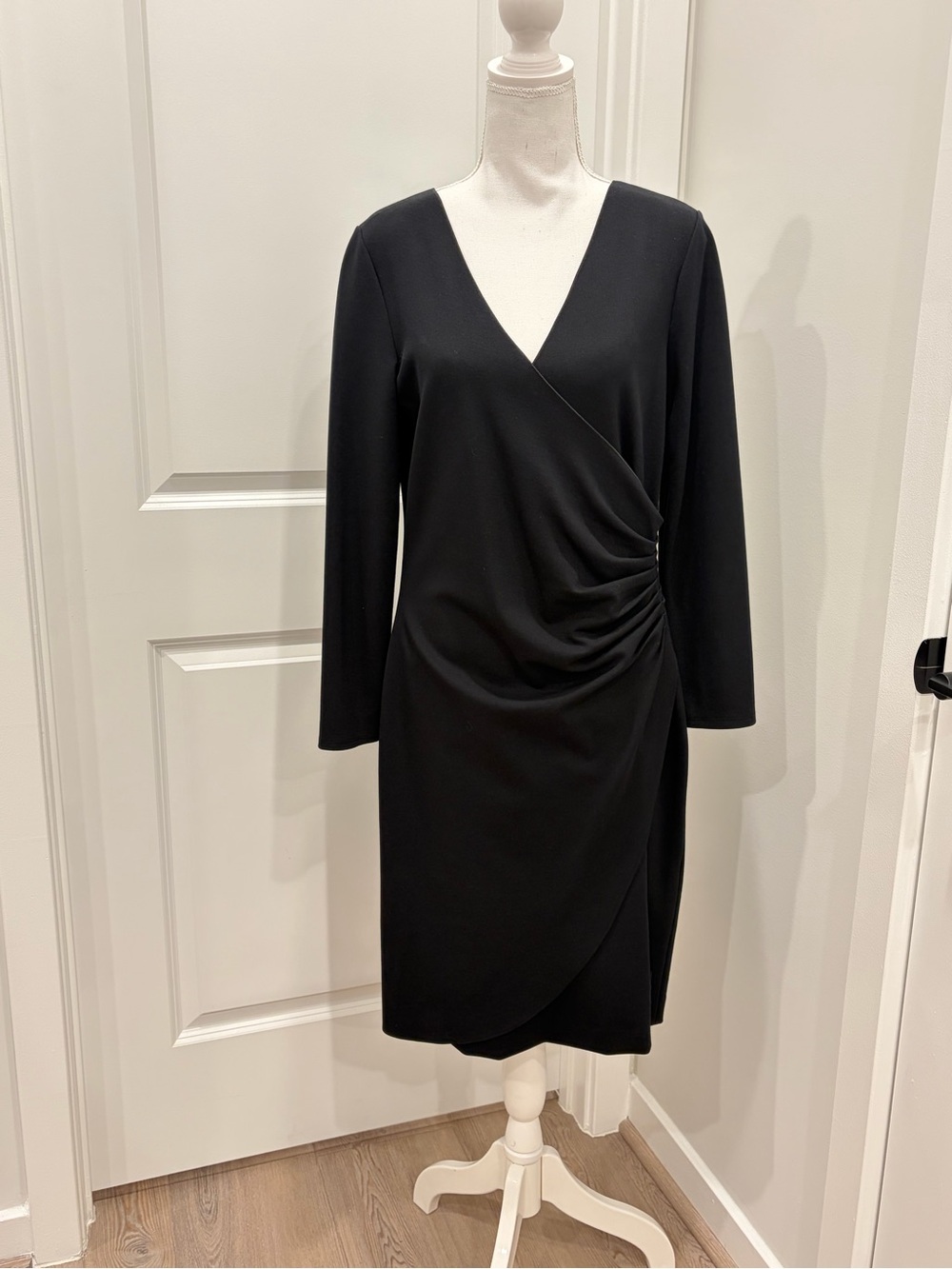 Emporio Armani Black Long Sleeve Side Ruched Dress